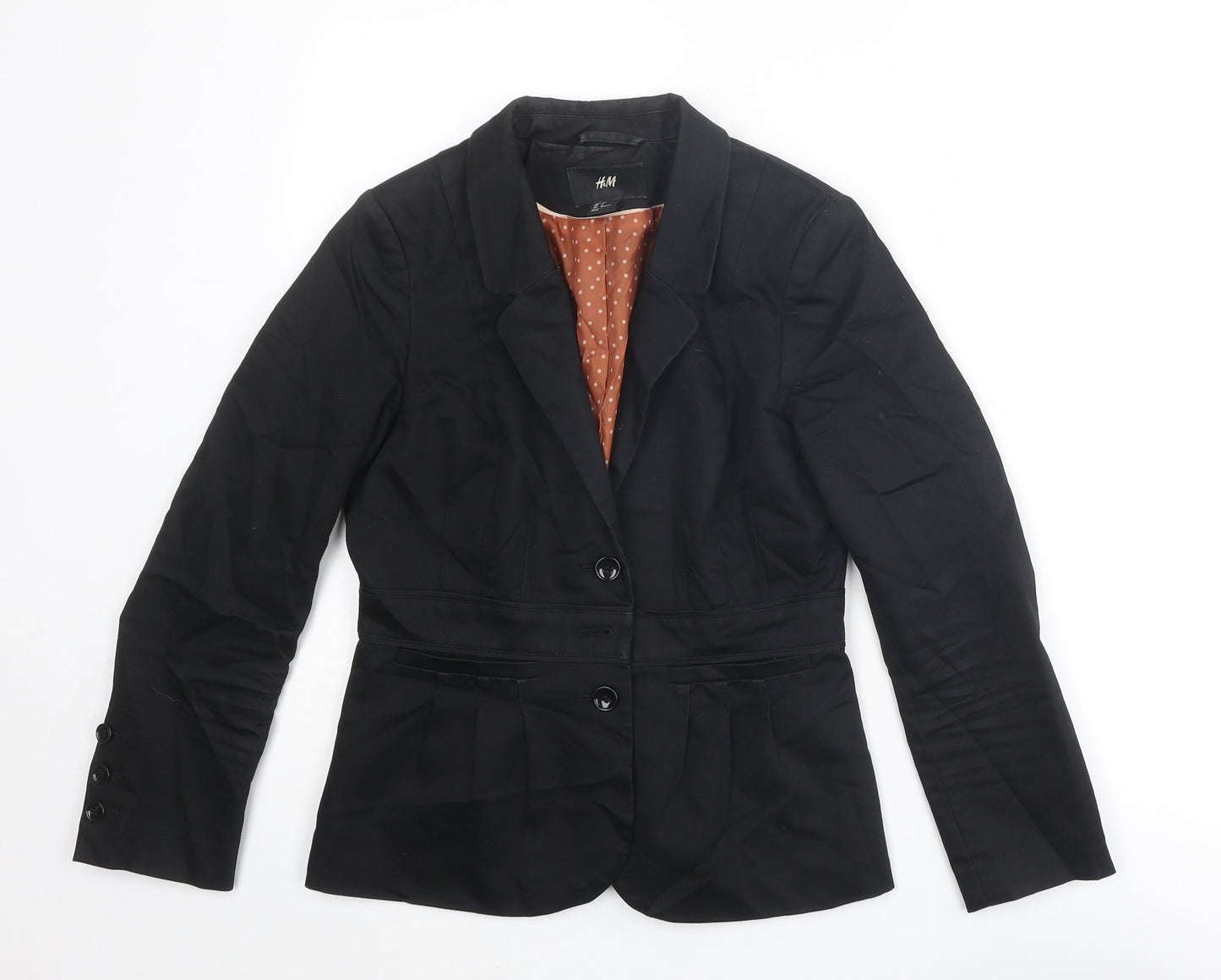 H&M Womens Black Jacket Blazer Size 8 Button