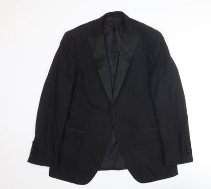 Additional front view of Autograph men’s black wool tuxedo blazer, size 42, regular - five button sleeve