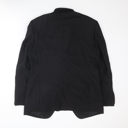 Back view of Autograph men’s black wool tuxedo blazer, size 42, regular - five button sleeve