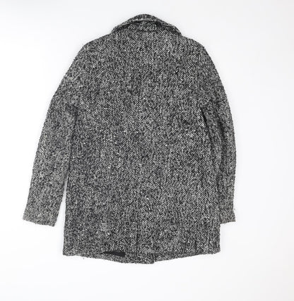 River Island Womens Grey Overcoat Coat Size 6 Snap