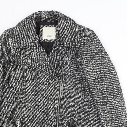 River Island Womens Grey Overcoat Coat Size 6 Snap