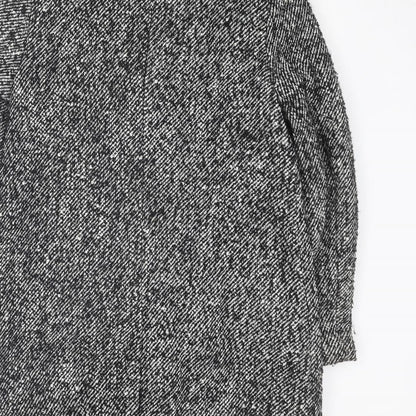 River Island Womens Grey Overcoat Coat Size 6 Snap