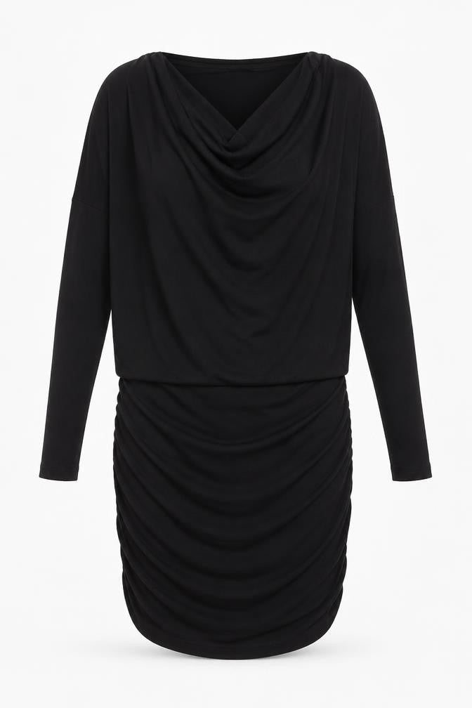ML Collections Womens Black Polyester Bodycon Size XS Cowl Neck Pullover