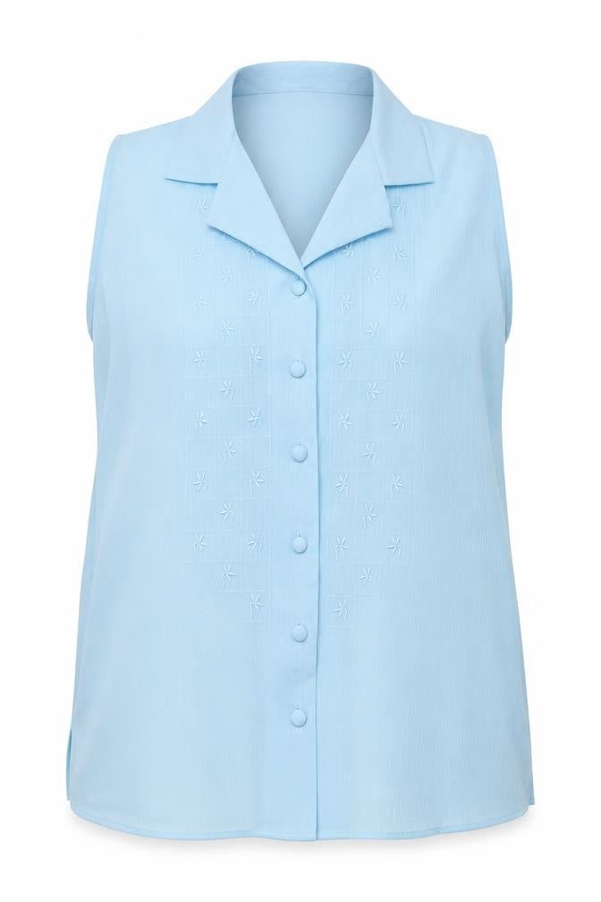 Robento Celli Womens Blue Polyester Basic Button-Up Size 14 Collared