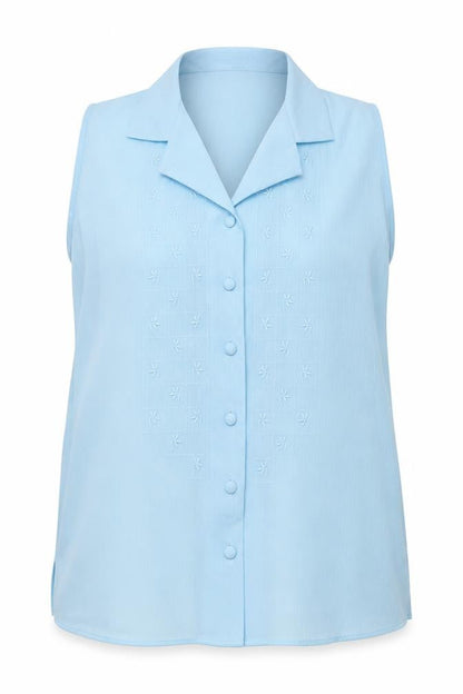 Robento Celli Womens Blue Polyester Basic Button-Up Size 14 Collared