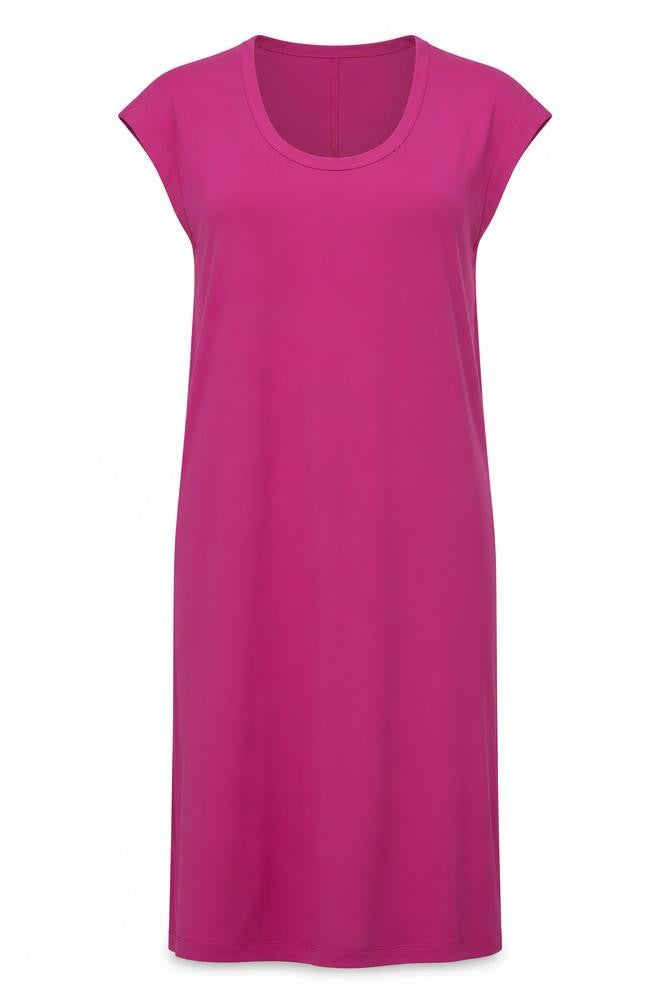 Marks & Spencer Womens Pink Polyester T-Shirt Dress Size 8 Scoop Neck Pullover