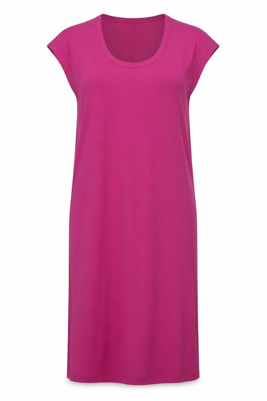 Marks & Spencer Womens Pink Polyester T-Shirt Dress Size 8 Scoop Neck Pullover