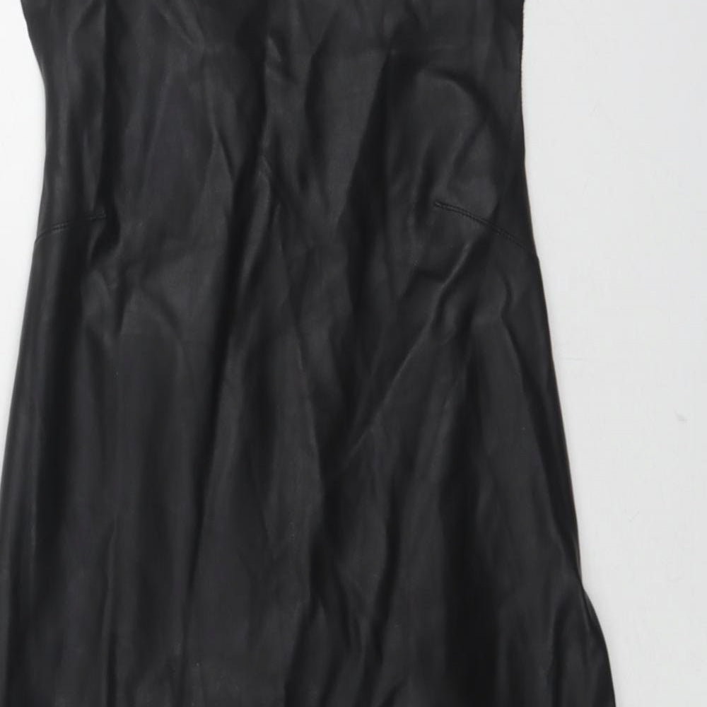 Zara Womens Black Viscose Tank Dress Size S Round Neck Tie