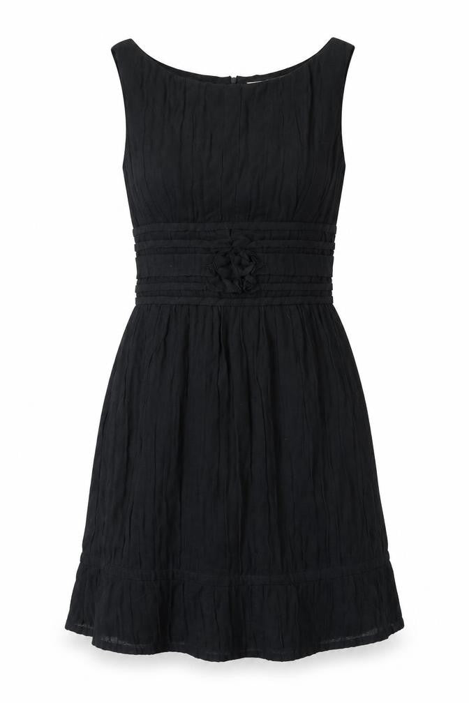 LEON MAX Womens Black Cotton A-Line Size 6 Round Neck Zip