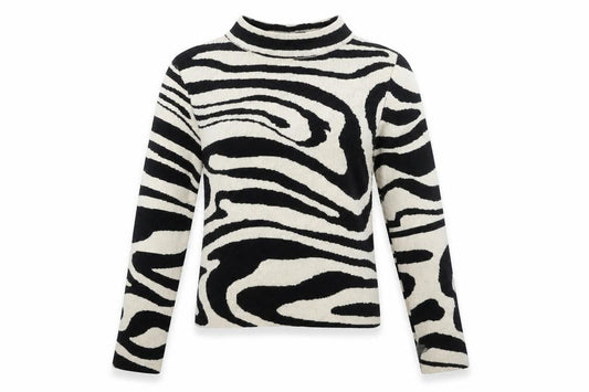 H&M Girls White Mock Neck Geometric Viscose Pullover Jumper Size 12-13 Years Pullover - 12-14 Years
