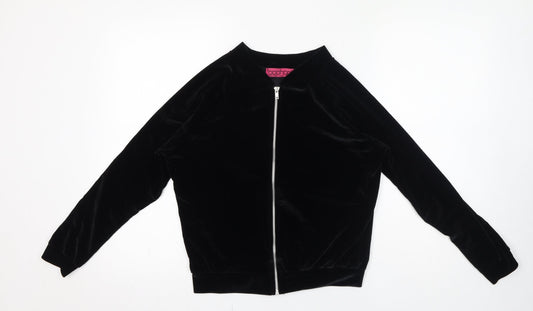 Boohoo Womens Black Polyester Full Zip Sweatshirt Size 10 Zip