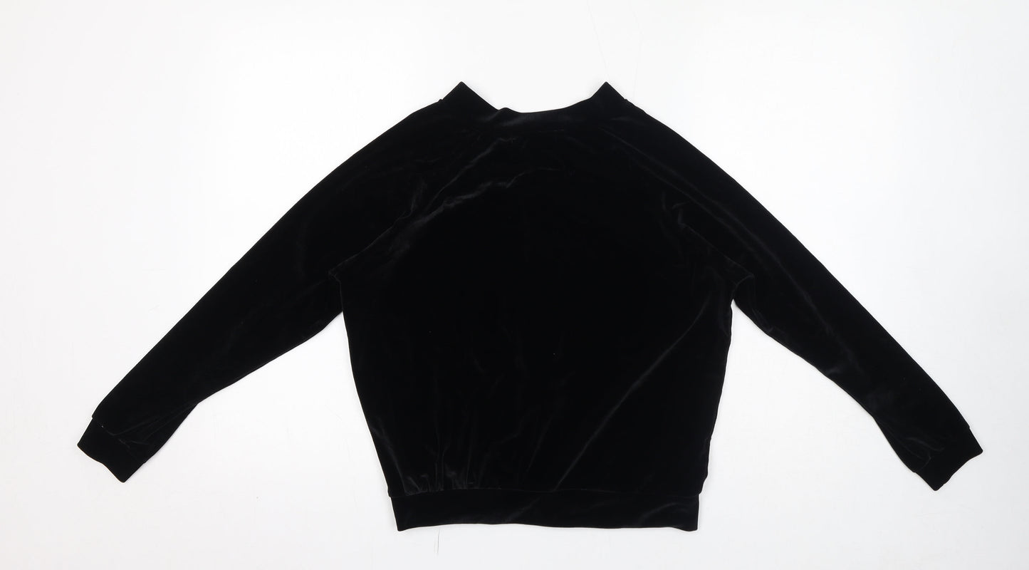 Boohoo Womens Black Polyester Full Zip Sweatshirt Size 10 Zip