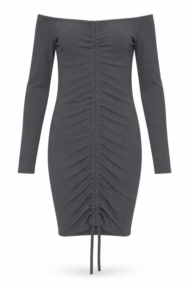 PRETTYLITTLETHING Womens Grey Polyester Bodycon Size 8 Off the Shoulder Pullover