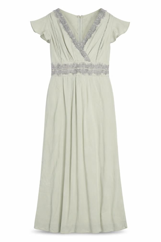 TFNC Womens Green Polyester Maxi Size 12 V-Neck Zip