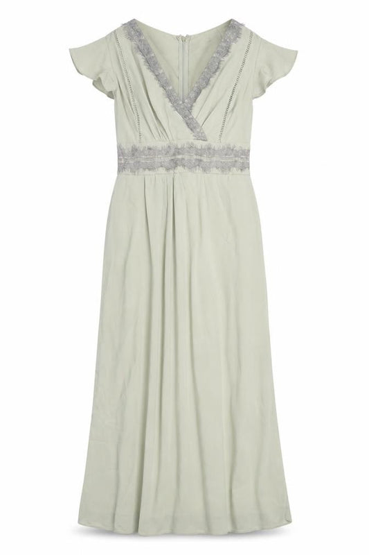 TFNC Womens Green Polyester Maxi Size 12 V-Neck Zip