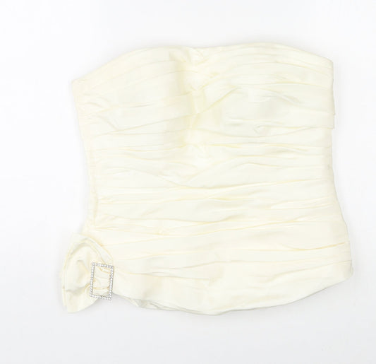 Justin Alexander Womens Ivory Polyester Basic Tank Size 12 Off the Shoulder