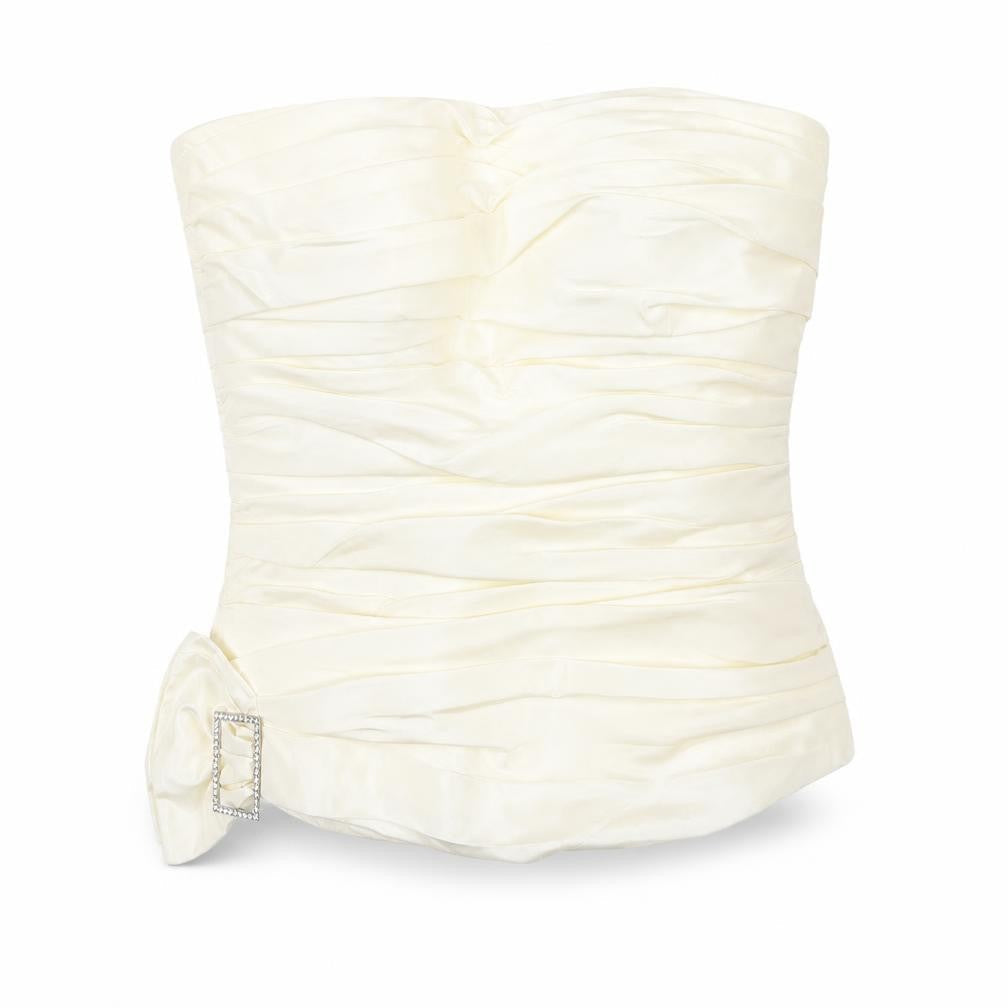 Justin Alexander Womens Ivory Polyester Basic Tank Size 12 Off the Shoulder