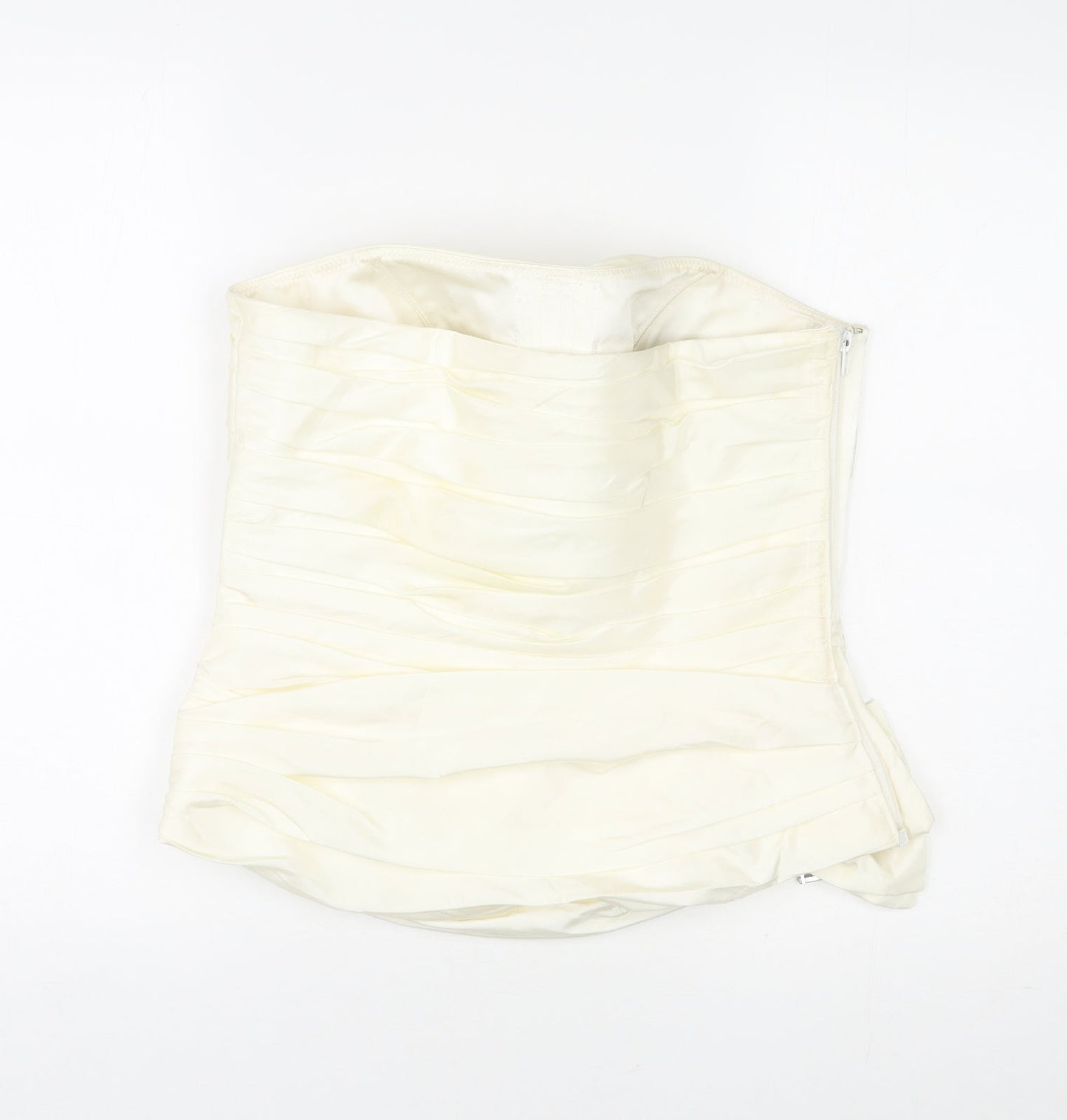 Justin Alexander Womens Ivory Polyester Basic Tank Size 12 Off the Shoulder