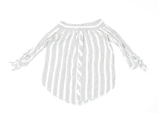 Miss Selfridge Womens Multicoloured Striped Polyester Basic Blouse Size 14 Off the Shoulder