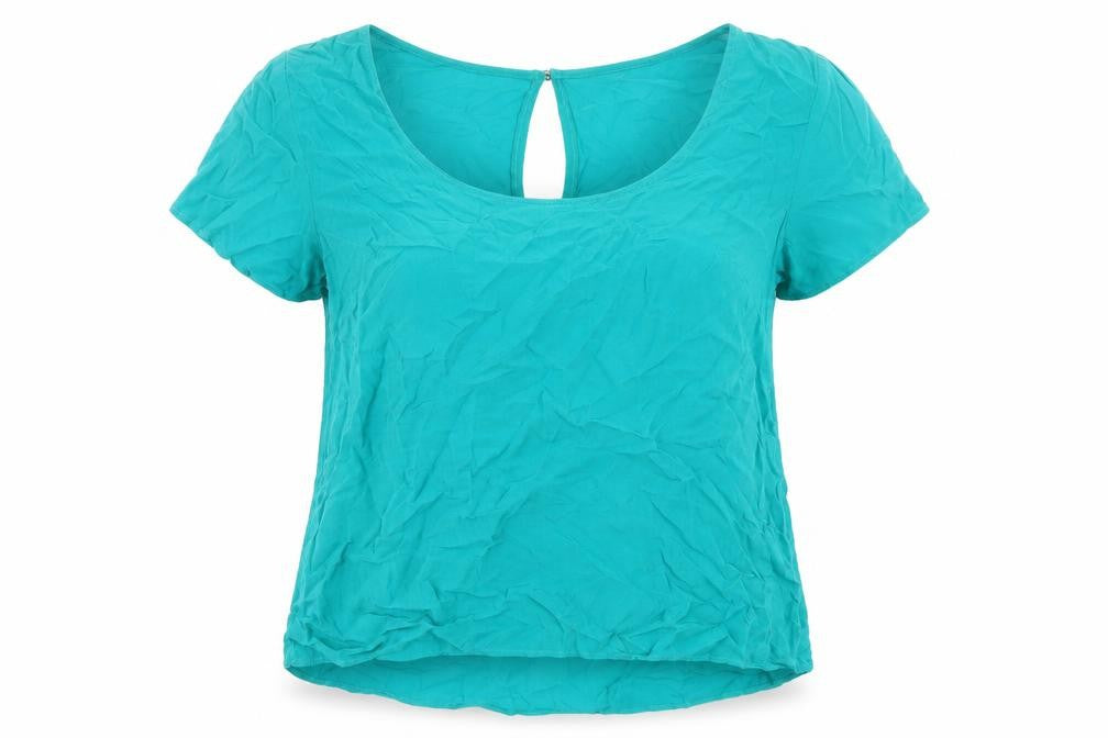 Herringbone Womens Green Viscose Basic Blouse Size S Boat Neck