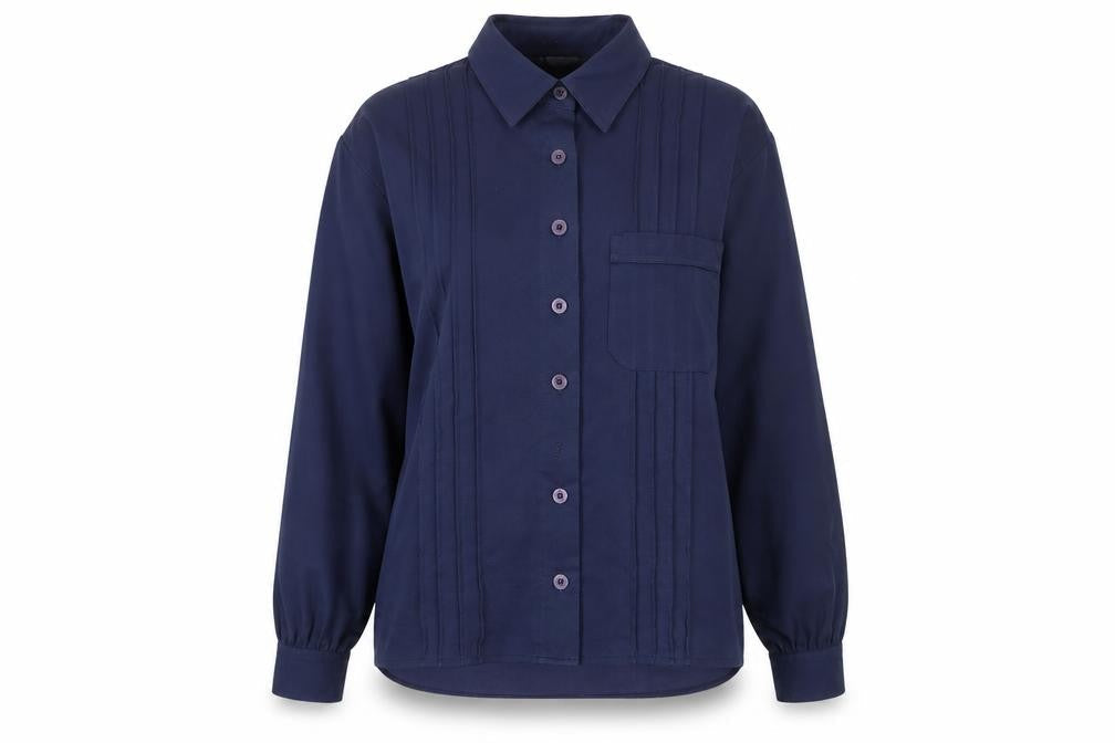 Feminella Womens Blue Polyester Basic Button-Up Size 10 Collared