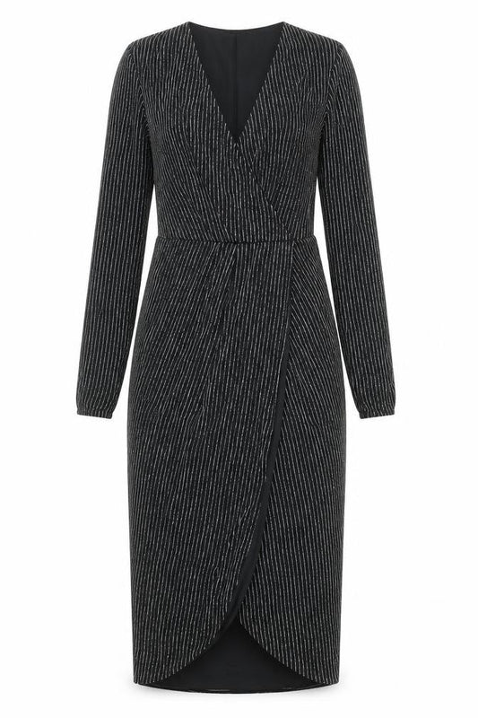 Lipsy Womens Black Striped Polyester A-Line Size 8 V-Neck Pullover
