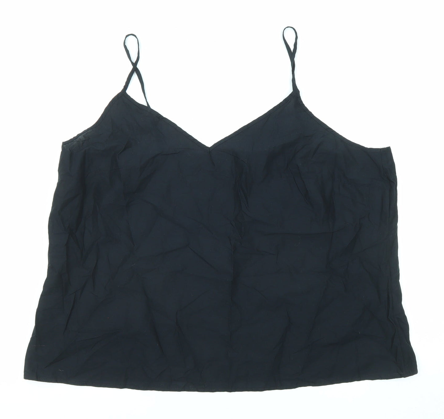 Marks and Spencer Womens Blue Cotton Basic Tank Size 20 V-Neck