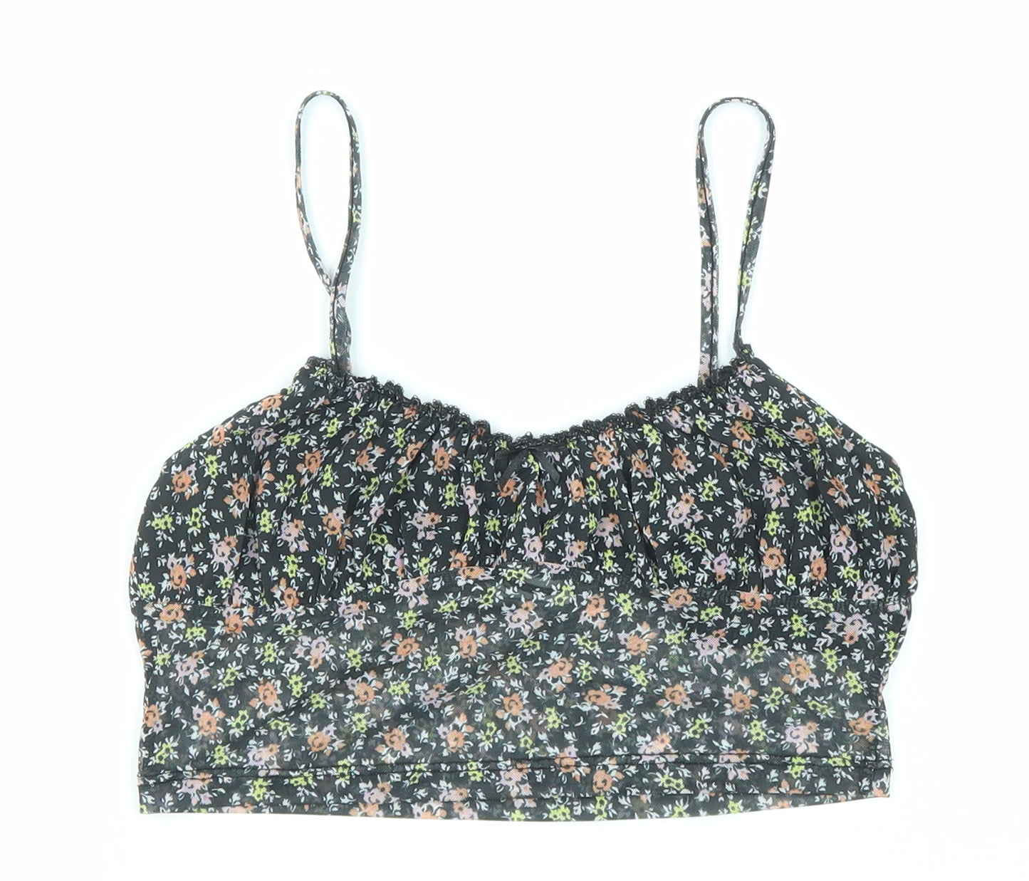 ASOS Womens Multicoloured Floral Polyester Cropped Tank Size 8 V-Neck