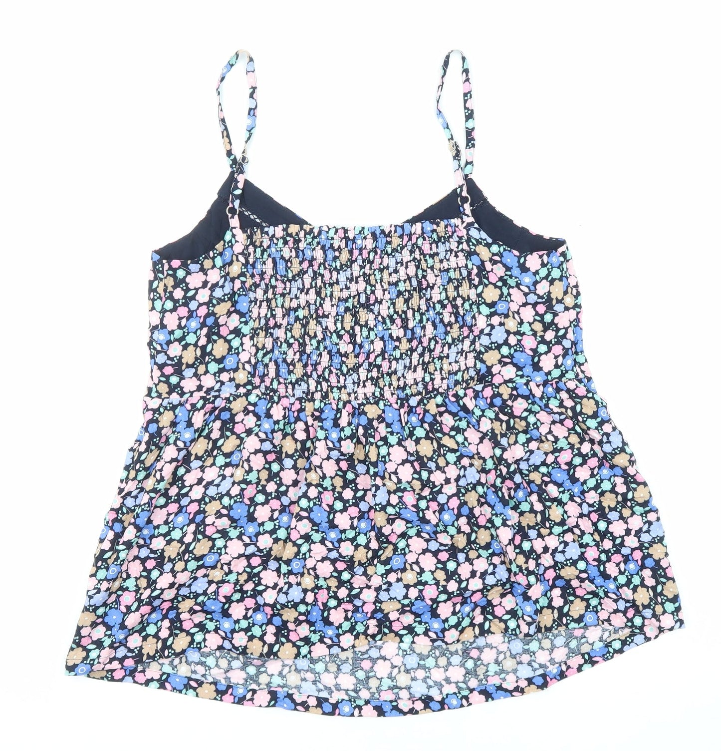 Marks and Spencer Womens Multicoloured Floral Viscose Basic Tank Size 10 V-Neck