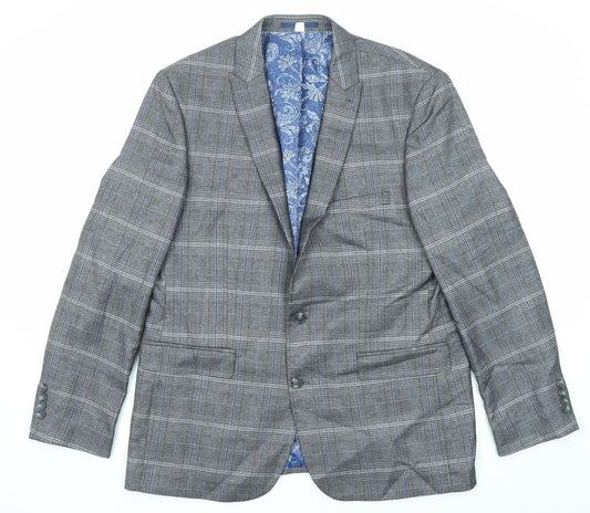 Jacamo Mens Grey Plaid Polyester Jacket Suit Jacket Size 44 Regular