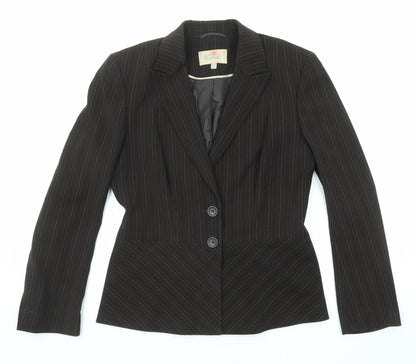 Next Womens Brown Striped Polyester Jacket Blazer Size 12