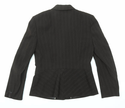 Next Womens Brown Striped Polyester Jacket Blazer Size 12