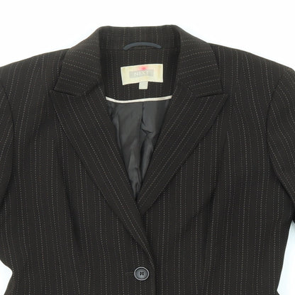 Next Womens Brown Striped Polyester Jacket Blazer Size 12