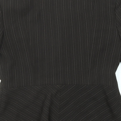 Next Womens Brown Striped Polyester Jacket Blazer Size 12