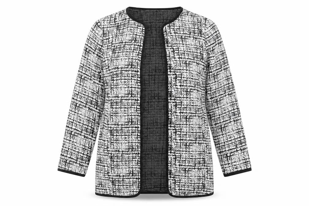 In the Style Womens Black Geometric Jacket Blazer Size S