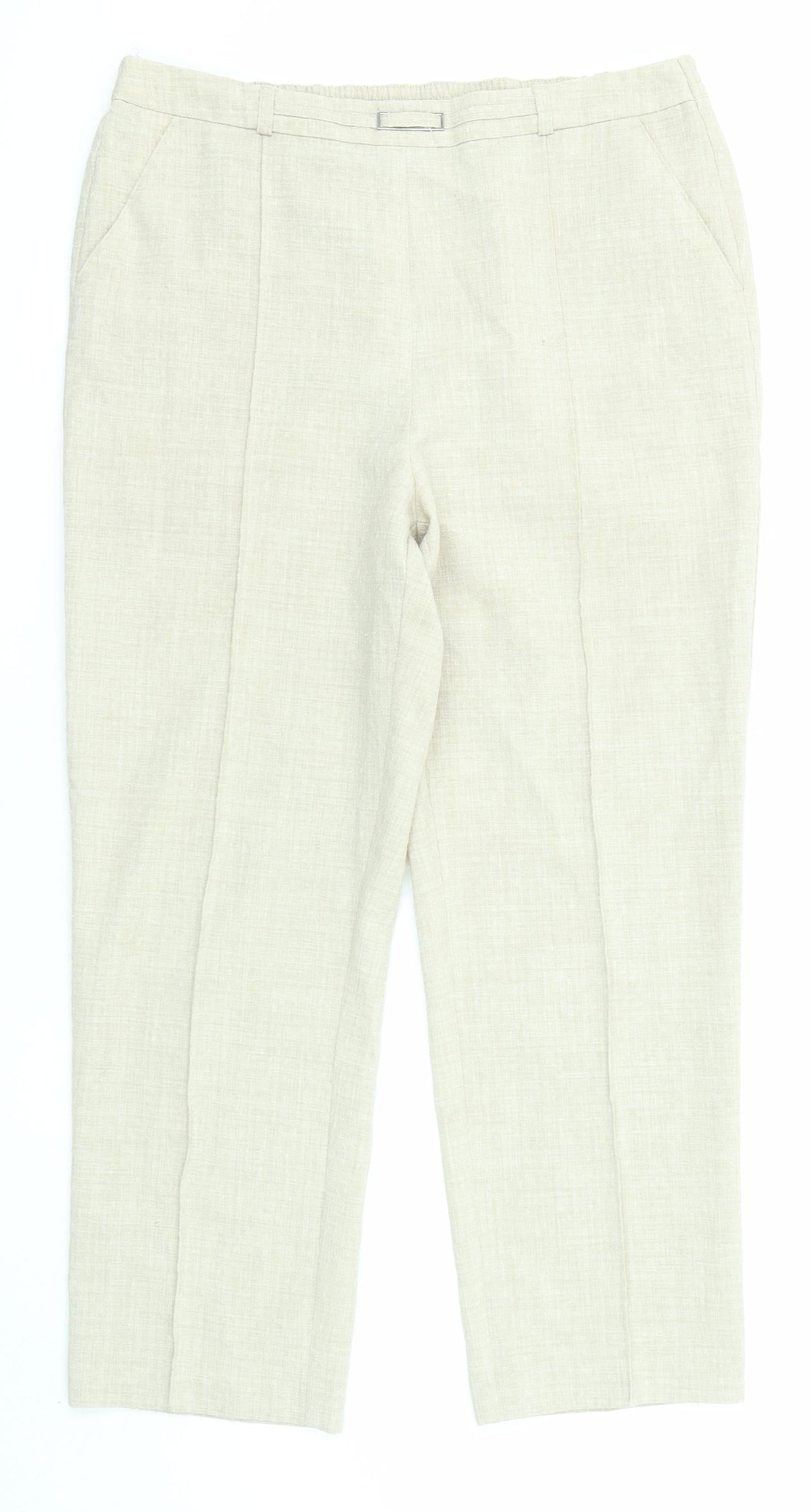 EWM Womens Beige Polyester Trousers Size 14 L26 in Regular
