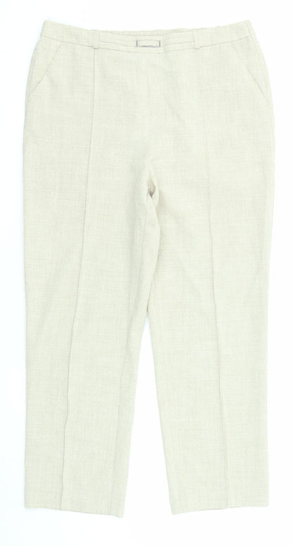 EWM Womens Beige Polyester Trousers Size 14 L26 in Regular