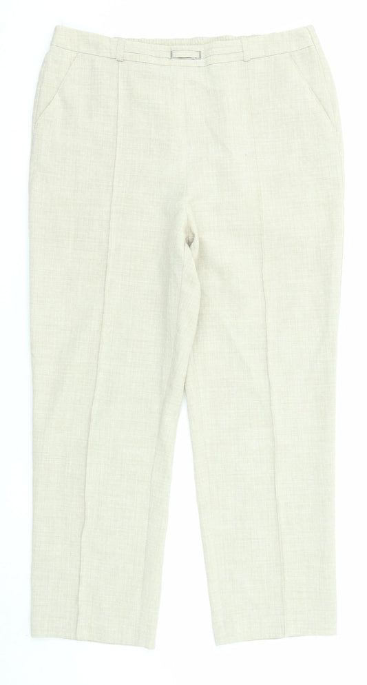 EWM Womens Beige Polyester Trousers Size 14 L26 in Regular