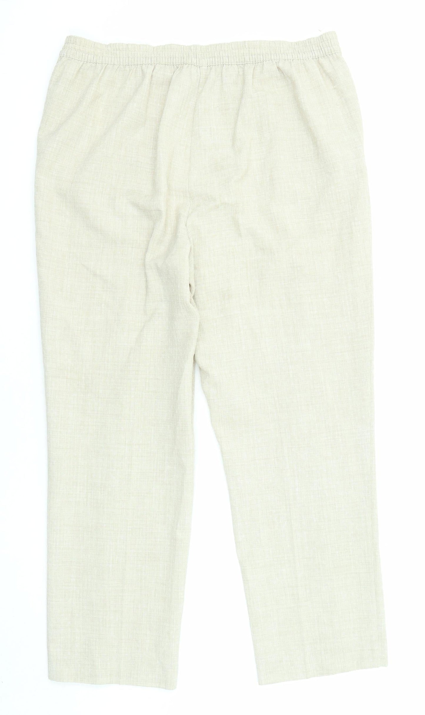 EWM Womens Beige Polyester Trousers Size 14 L26 in Regular