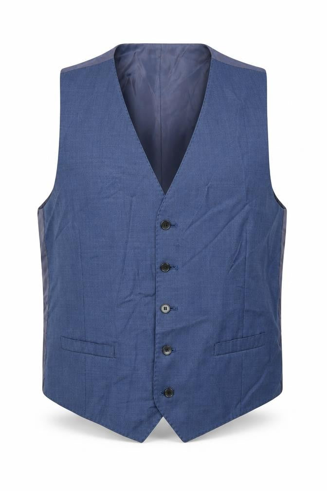 Marks & Spencer Mens Blue Wool Jacket Suit Waistcoat Size 42 Regular