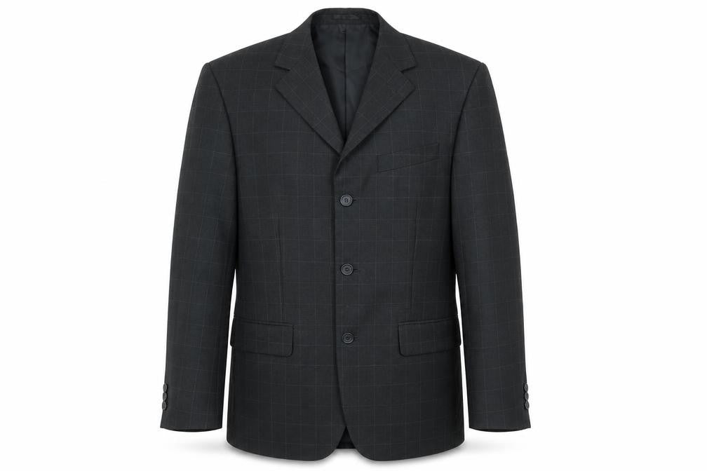 Zantos Mens Black Check Polyester Jacket Suit Jacket Size 38 Regular