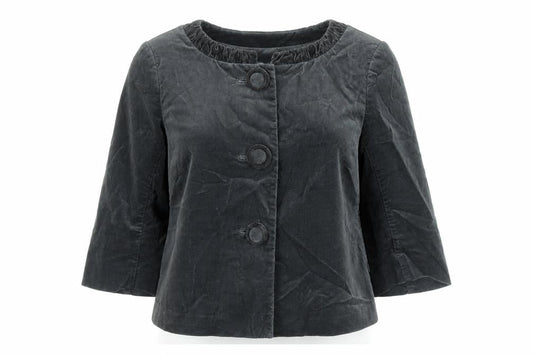 Front view of Vackpot women’s grey jacket, size UK 8, button