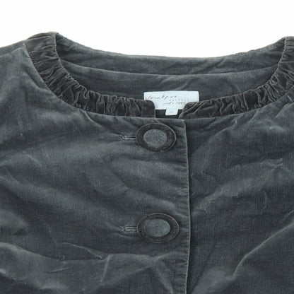 Close-up detail of Vackpot women’s grey jacket, size UK 8, button