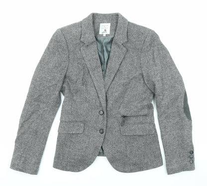 Additional front view of Vackrox women’s grey wool jacket blazer, size UK 8