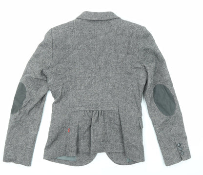 Back view of Vackrox women’s grey wool jacket blazer, size UK 8