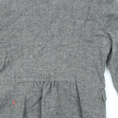 Brand and care label for Vackrox women’s grey wool jacket blazer, size UK 8