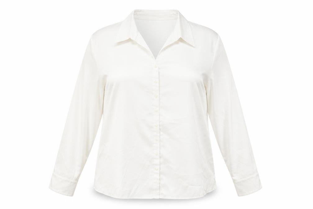 Frankenwalder Womens Ivory Polyester Basic Button-Up Size 18 Collared