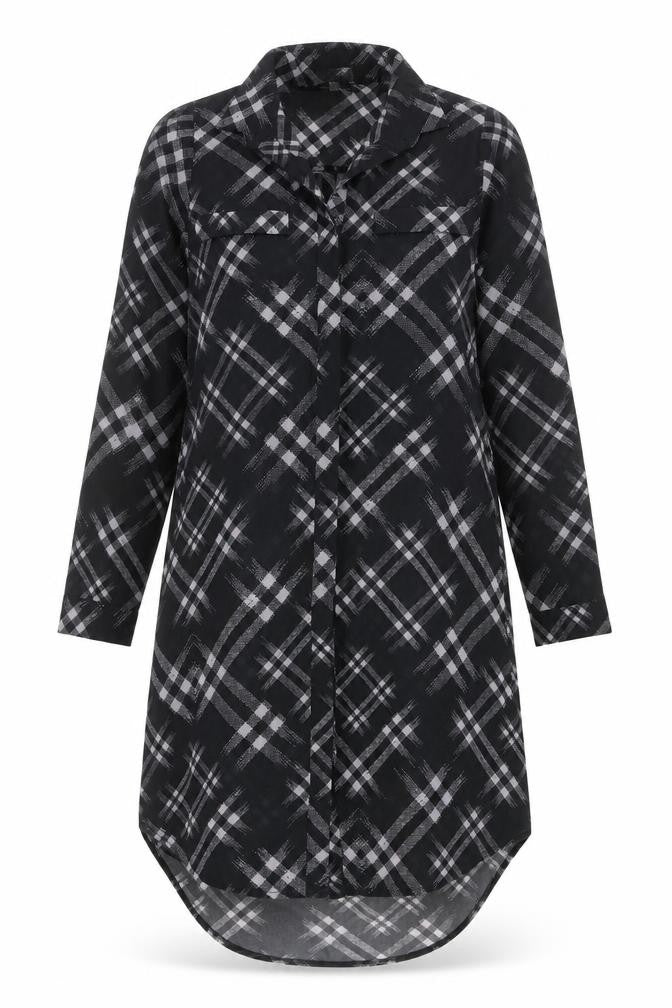 Apricot Womens Black Plaid Polyester Tunic Button-Up Size 8 Collared