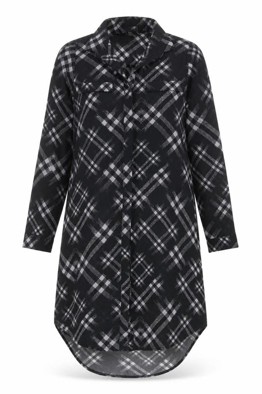Apricot Womens Black Plaid Polyester Tunic Button-Up Size 8 Collared