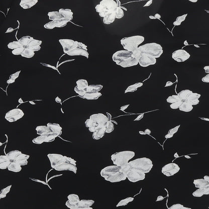 Bella Moda Womens Black Floral Polyester Basic Blouse Size 18 V-Neck